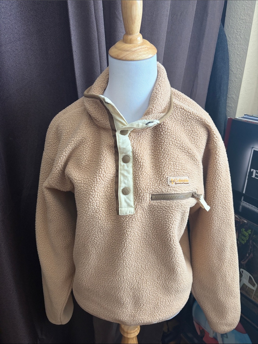 Columbia Kids Beige Sherpa Snap Pullover